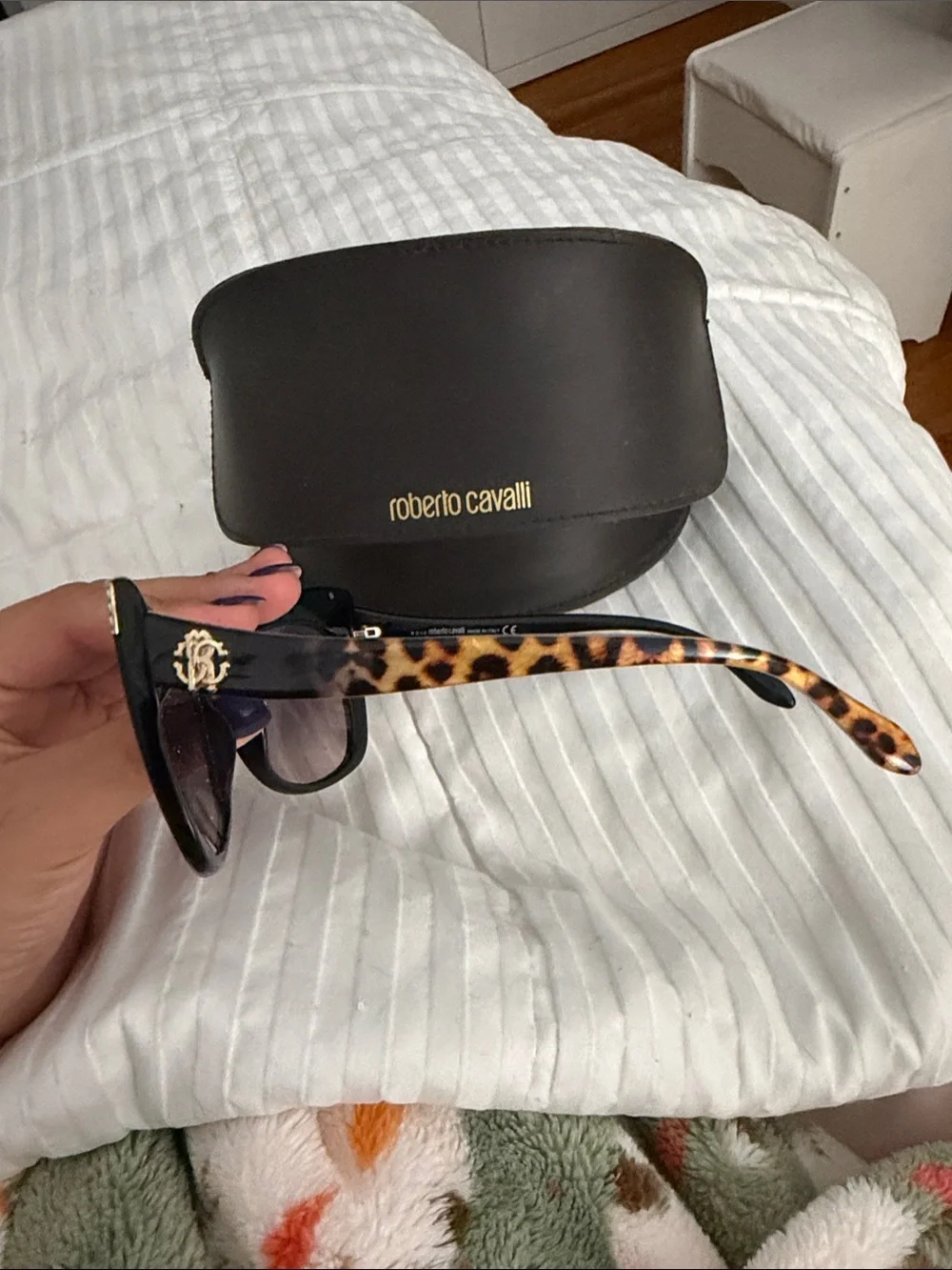 Roberto Cavalli Black Sunglasses with Gold Accents